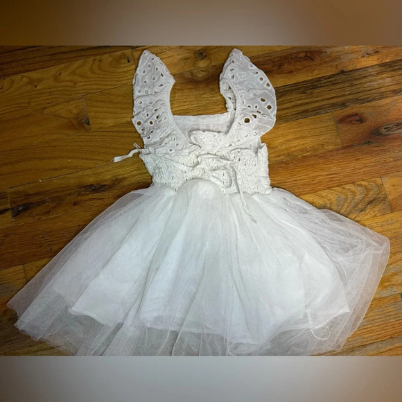 Baby Toddler Girls Embroidered Eyelet Tulle Dress Princess Girl Ruffle 9-12 M - Picture 10 of 13